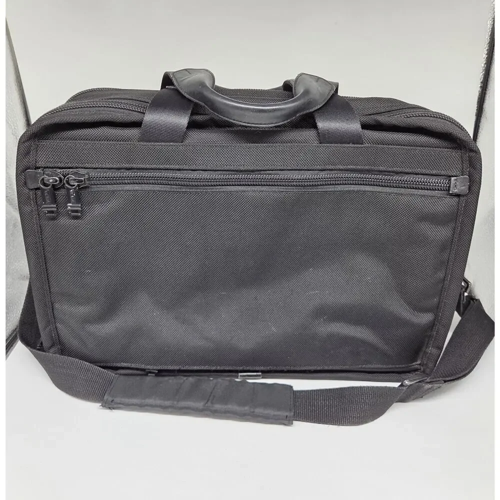 Tumi Alpha Briefcase 26141DH Black Ballistic Nylon Organizer Bag w/Laptop Sleeve